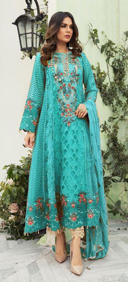 stylish-cerulean-blue-color-heavy-fox-georgette-casual-wear-salwar-suit