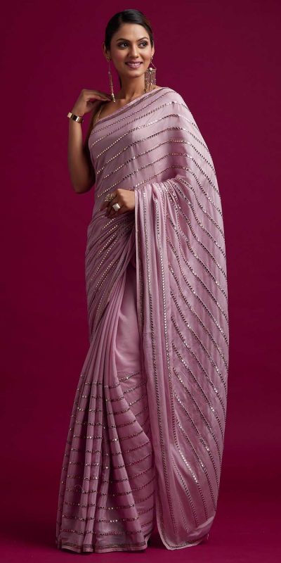 Buy Designer Bridal Party Wear Saree - Enriching Grey Applique Net Saree –  Empress Clothing