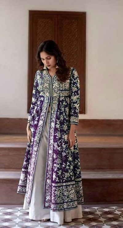 MF TAPARIA Purple Color Cotton Slub With Heavy Embroidery Work Sharara Suit Wedding, Party, Festive, Events Etc. Expected 4-6 Working Days @1849/- | Jump Suits, Casual Suits, Creative suits, Designer Suits, Palazzo Suits, Party Wear Suits, Patiala Suits, Salwar suit, Straight Suits