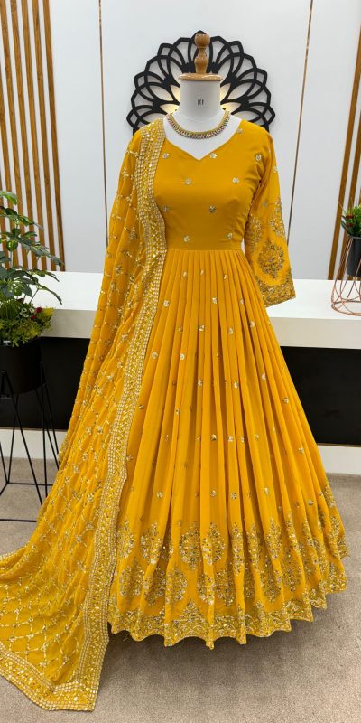 Buy Now Latest Premium Quality Vision Designer Gown Georgette Sequence work  For Women D1 At Arya Dress Maker Top Manufacturer And Wholesaler Surat India