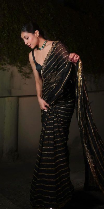 DF 3393 Black Color Georgette With Heavy Sequins Embroidery Work Saree Casual, Party Wear, Wedding, Events Etc. Expected Delivery 4-6 Working Days 1799/- | Bollywood Sarees, Creative Sarees, Designer Sarees, Embroidered Sarees, Ethnic Saree, Modern Digital sarees, Party Wear Sarees, Sarees