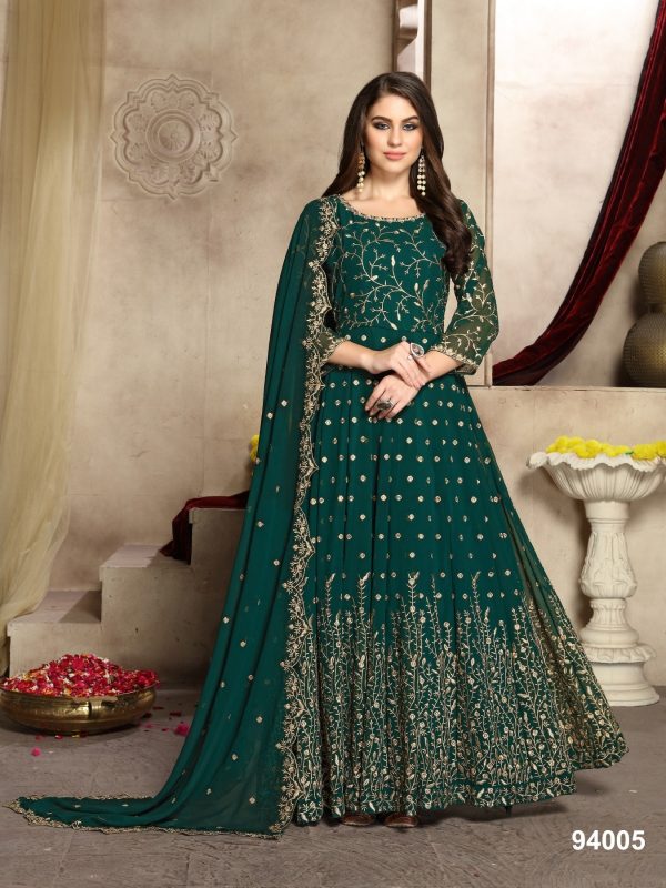 Elegant Green Color Georgette Multi Thread Zari Anarkali Suit