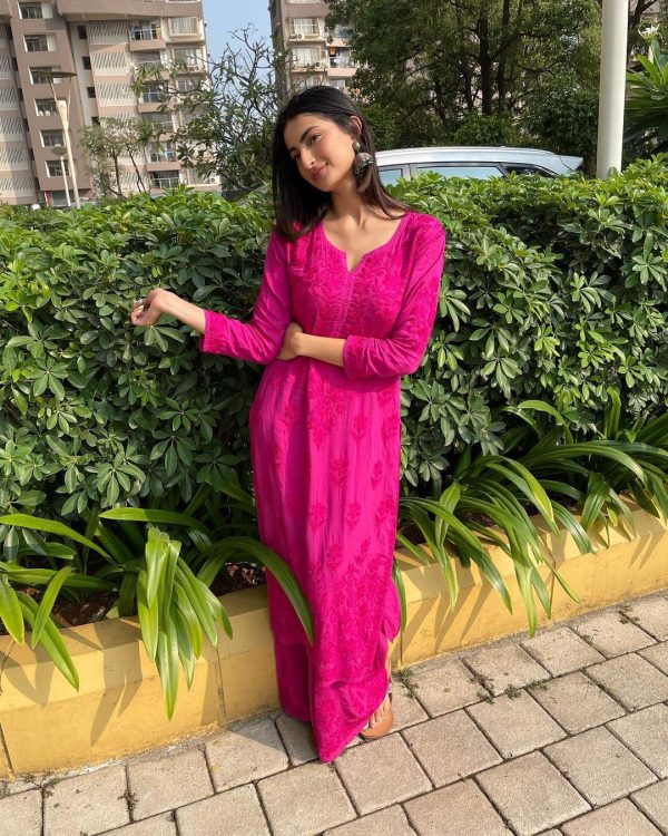 Pure Pink Color Heavy Rayon Thread Sequence Work Salwar Suit