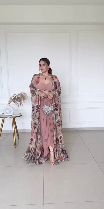 Aglow Peach Color Silk Digital Printed Fancy Lace Salwar Suit (Copy)