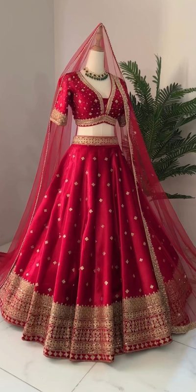 ZSR 3065 Red Color Georgette Embroidery Sequence Lehenga Choli Wedding, Party, Events Etc. Expected Delivery 4-6 Working Days 2049/- | Bollywood Lehenga, Creative Lehenga, Designer Lehenga, Embroidered Lehenga, Lehenga, Party Wear Lehenga