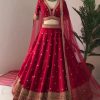 ZSR 3065 Red Color Georgette Embroidery Sequence Lehenga Choli Wedding, Party, Events Etc. Expected Delivery 4-6 Working Days 2049/- | Bollywood Lehenga, Creative Lehenga, Designer Lehenga, Embroidered Lehenga, Lehenga, Party Wear Lehenga