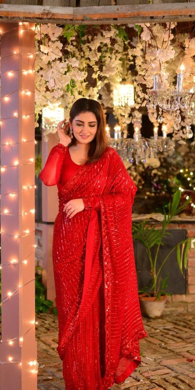JR 590 Red Color Georgette Embroidery Embroidery Sequence work Sequence lace Casual, Wedding, Festive, Events . Expected Delivery 4-6 Working Days @1699 | Bollywood Sarees, Creative Sarees, Designer Sarees, Embroidered Sarees, Ethnic Saree, Modern Digital sarees, Party Wear Sarees, Sarees