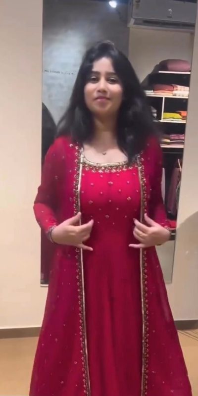Fancy Pink Color Georgette Thread Sequence Shrug Salwar Suit