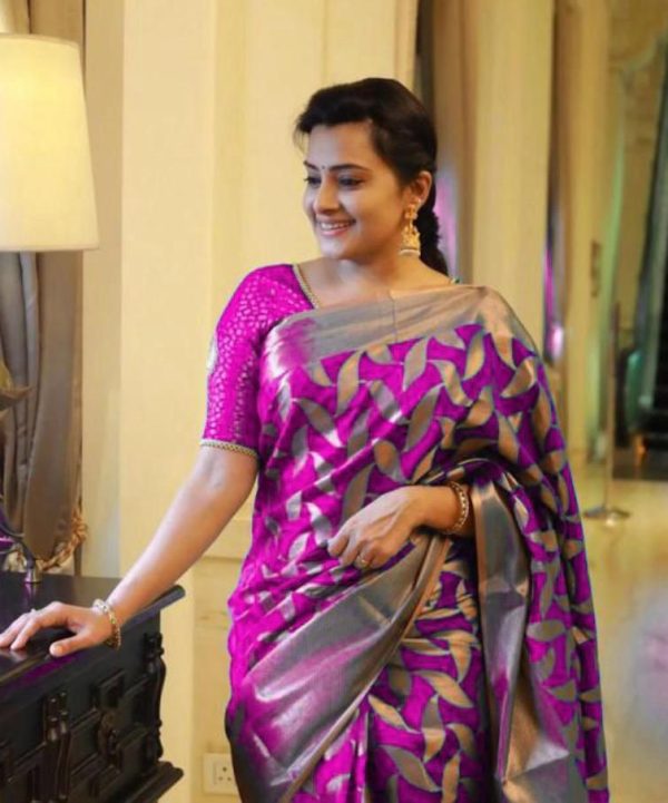 Glamorous Pink Color Soft Lichi Silk Cloth Jacquard All Over Saree