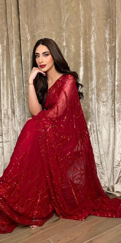 JR 615 Red Color Georgette Embroidery Sequence Piping Saree Casual, Wedding, Festive, Events Expected Delivery 4-6 Working Days @1799/- | Bollywood Sarees, Creative Sarees, Designer Sarees, Embroidered Sarees, Ethnic Saree, Modern Digital sarees, Party Wear Sarees, Sarees