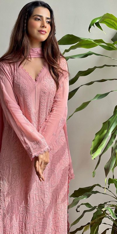 Special Baby Pink Color Georgette Thread Embroidery Salwar Suit
