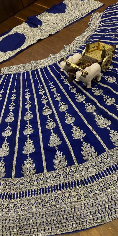 BD 1610 Royal Blue Color Georgette Embroidered Lehenga Choli Casual, Wedding, Festive, Events Expected Delivery 4-6 Working Days @3249/- | Bollywood Lehenga, Creative Lehenga, Designer Lehenga, Embroidered Lehenga, Lehenga, Party Wear Lehenga