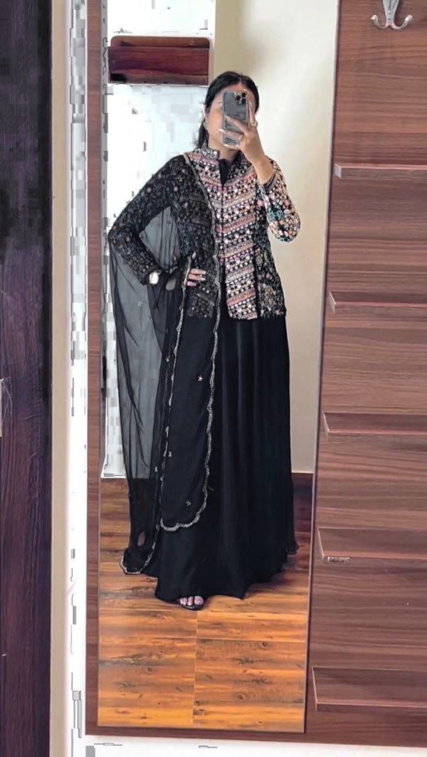 Beautiful Black Color Georgette Embroidery Lehenga Choli