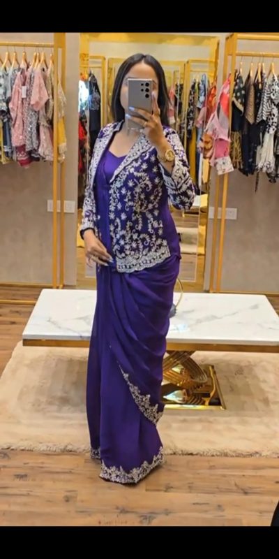 ST 1054 Royal Blue Color Chinon Embroidery Work Koti And Saree Casual, Wedding, Party, Festive, Events Etc. Expected Delivery 4-6 Working Days @2399/- | Bollywood Sarees, Creative Sarees, Designer Sarees, Embroidered Sarees, Ethnic Saree, Modern Digital sarees, Party Wear Sarees, Sarees