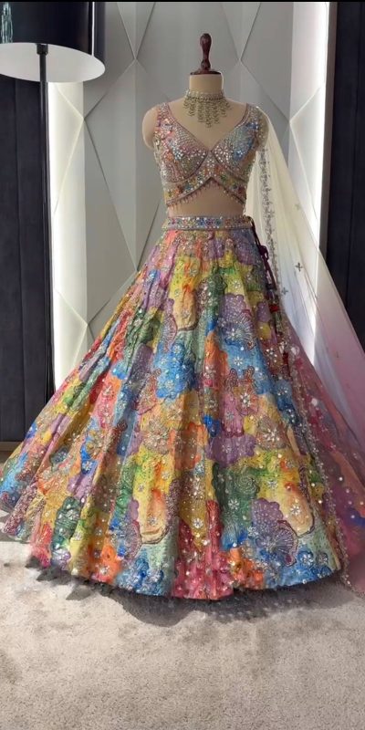 BD 1609 Malty Color Satin Silk Embroidered Lehenga Choli Casual, Wedding, Festive, Events Expected Delivery 4-6 Working Days @3049/- | Bollywood Lehenga, Creative Lehenga, Designer Lehenga, Embroidered Lehenga, Lehenga, Party Wear Lehenga