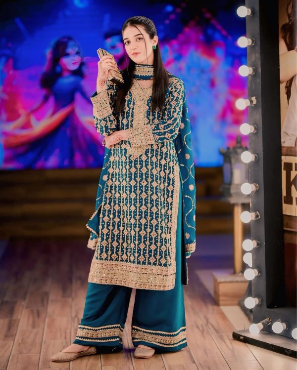 Fancy Blue Color Georgette Sequences Embroidered Salwar Suit