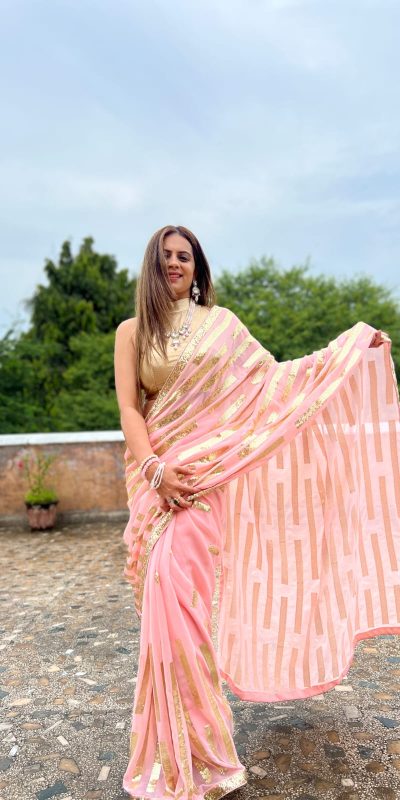 JR 610 Pink Color Georgette Embroidery Sequence Saree Casual, Wedding, Festive, Events Expected Delivery 4-6 Working Days @1749/- | Bollywood Sarees, Creative Sarees, Designer Sarees, Embroidered Sarees, Ethnic Saree, Party Wear Sarees, Sarees