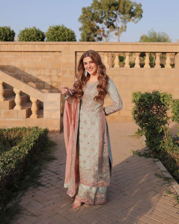 Graceful Blue Color Georgette Embroidery Sequence Salwar Suit