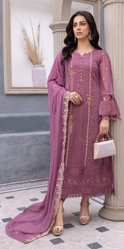 Grand Purple Color Sequence Georgette Embroidery Salwar Suit
