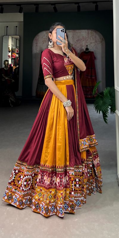 LNB 1617 Mustard Color Rayon Printed Silk Work Lehenga Choli Festive Party Wedding, Events etc. Delivery 4-6 Working Days @4399/- | Creative Lehenga, Designer Lehenga, Embroidered Lehenga, Lehenga, Party Wear Lehenga
