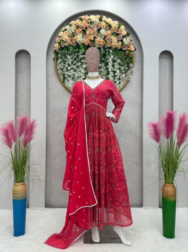 Alluring Pink Color Foix Georgette Digital Printed Salwar Suit