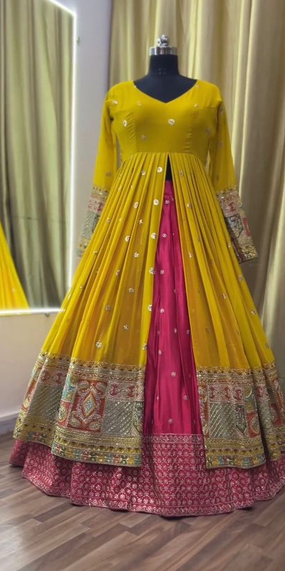 RTC 6453 Yellow Color Georgette Thread Sequence Lehenga Choli Wedding, Party, Festive, Events Etc. Expected Delivery 4-6 Working Days @2649/- | Bollywood Lehenga, Creative Lehenga, Designer Lehenga, Embroidered Lehenga, Lehenga, Party Wear Lehenga