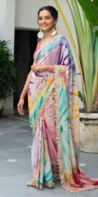 MS 459 Multi color Chinon fabric Embroidery Coding Sequins Lace Saree Casual, Wedding, Festive, Events . Expected Delivery 4-6 Working Days @1649/- only | Bollywood Sarees, Creative Sarees, Designer Sarees, Embroidered Sarees, Ethnic Saree, Modern Digital sarees, Party Wear Sarees, Sarees