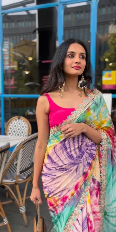 MS 459 Multi color Chinon fabric Embroidery Coding Sequins Lace Saree Casual, Wedding, Festive, Events . Expected Delivery 4-6 Working Days @1649/- only | Bollywood Sarees, Creative Sarees, Designer Sarees, Embroidered Sarees, Ethnic Saree, Modern Digital sarees, Party Wear Sarees, Sarees