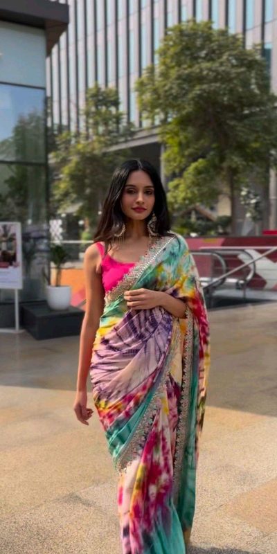 MS 459 Multi color Chinon fabric Embroidery Coding Sequins Lace Saree Casual, Wedding, Festive, Events . Expected Delivery 4-6 Working Days @1649/- only | Bollywood Sarees, Creative Sarees, Designer Sarees, Embroidered Sarees, Ethnic Saree, Modern Digital sarees, Party Wear Sarees, Sarees