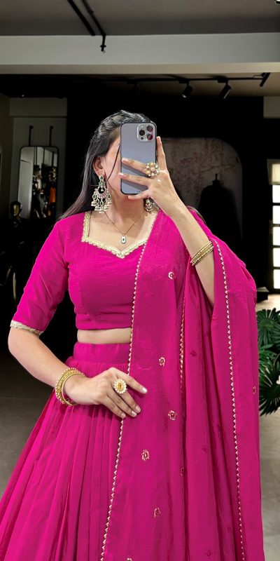 LNB 1906 Pink Color Pure Chanderi Plain With Zari Weaving Work Border Lehenga Choli Wedding, Party, Festive, Events Etc. Delivery 4-6 Working Days Rs 1999 | Bollywood Lehenga, Creative Lehenga, Designer Lehenga, Embroidered Lehenga, Lehenga, Party Wear Lehenga