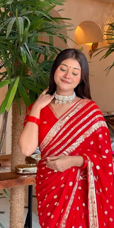 MS Pani Red Color Viscose Georgette With Pure Jacquard Zari Saree Casual, Wedding, Festive, Events . Expected Delivery 4-6 Working Days @1599/- only | Bollywood Sarees, Creative Sarees, Designer Sarees, Embroidered Sarees, Ethnic Saree, Modern Digital sarees, Party Wear Sarees, Sarees