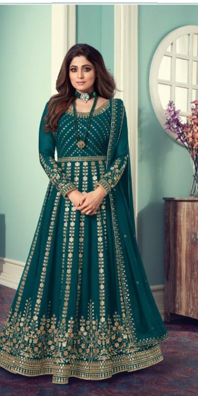 FC 8543 Green Color Georgette Codding Sequence Embroidery Work Anarkali Gown Wedding Party, Festive, Events Etc.4-6 Working Days@2149/- only | Bollywood Gowns, Creative Gowns, Designer Gowns, Embroidered Gowns, Gowns, Party Wear Gowns, Straight Suits