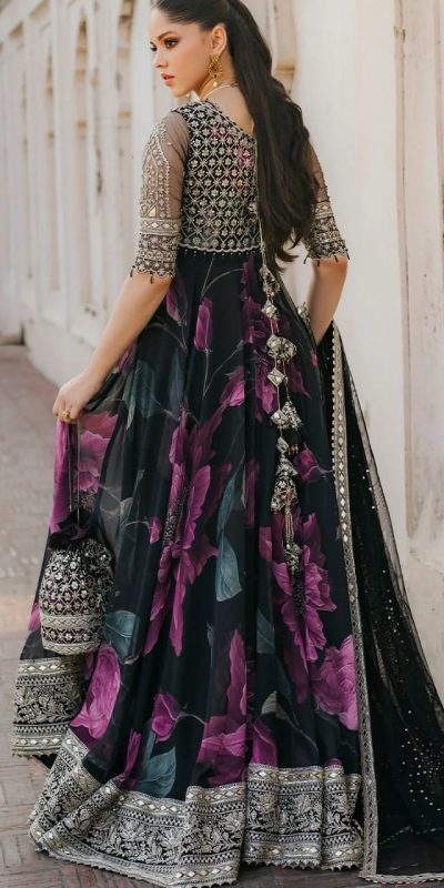 RTC 5772 Black Color Foix Georgette with digital print Anarkali Gown Casual, Wedding, Party, Festive, Events. Expected Delivery 4-6 Working Days @2399/-Only | Bollywood Gowns, Creative Gowns, Designer Gowns, Embroidered Gowns, Gowns, Party Wear Gowns