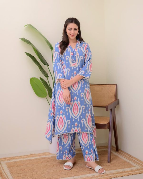 Amazing Blue Color Rayon Wood With Print Salwar Suit