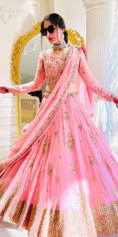 BD 1493 Light Pink Color Fox Georgette Embroidery Sequins Work Lehenga Choli Wedding, Party, Festive, Events Etc. Delivery 4-6 Working Days Rs 2049 | Bollywood Lehenga, Creative Lehenga, Designer Lehenga, Embroidered Lehenga, Lehenga, Party Wear Lehenga