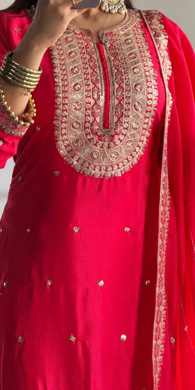 VLM 254 Red Color Cosmo Silk With Heavy Embroidery Sequence Work Salwar Suit Casual, Wedding, Party, Festive, Events Etc.4-6 Working Days@ 2099/-only | Jump Suits, Casual Suits, Creative suits, Designer Suits, Palazzo Suits, Party Wear Suits, Patiala Suits, Salwar suit, Straight Suits