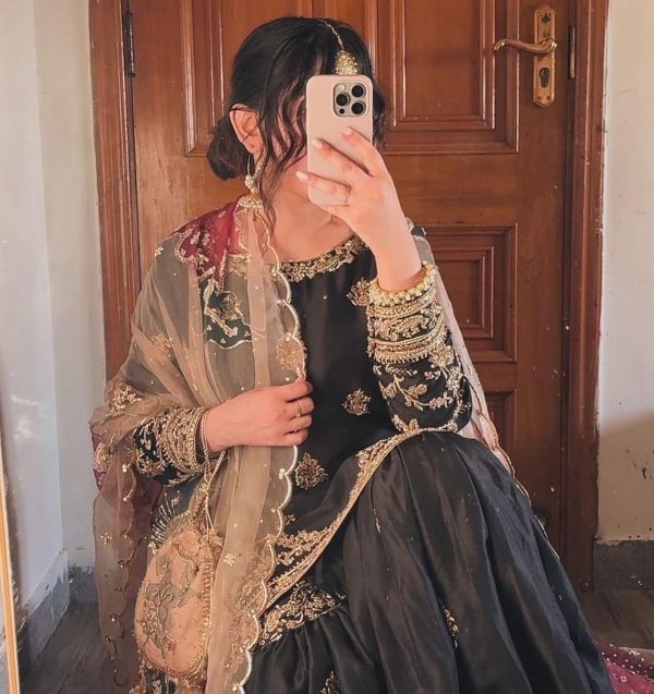 Fancy Black Color Chinnon Sequences Embroidery Work Salwar Suit