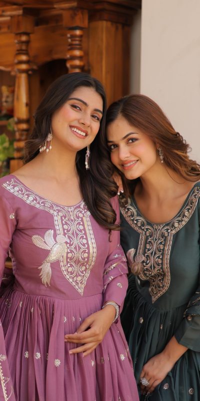 Ram 081 Light Purple Star Georgette Sequence Embroidery Work Anarkali Gown Wedding Party, Festive, Events Etc.4-6 Working Days@2149/- only | Bollywood Gowns, Creative Gowns, Designer Gowns, Embroidered Gowns, Gowns, Party Wear Gowns, Straight Suits