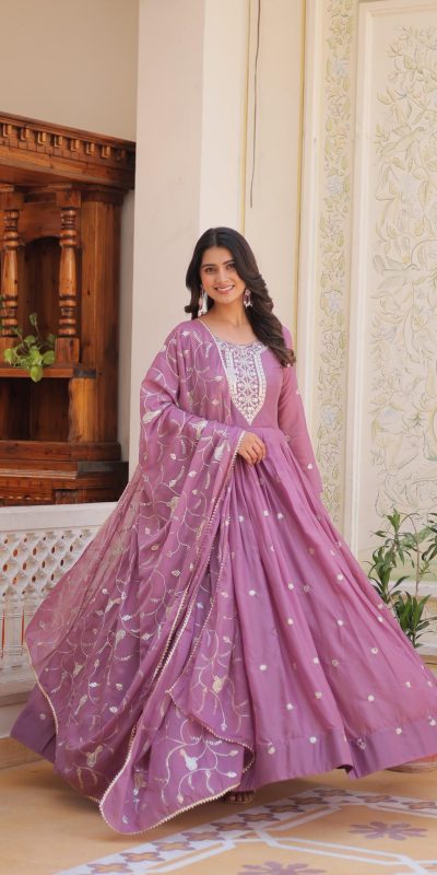 Ram 081 Light Purple Star Georgette Sequence Embroidery Work Anarkali Gown  Wedding Party, Festive, Events Etc.4-6 Working Days@2149/- only | Bollywood Gowns, Creative Gowns, Designer Gowns, Embroidered Gowns, Gowns, Party Wear Gowns, Straight Suits