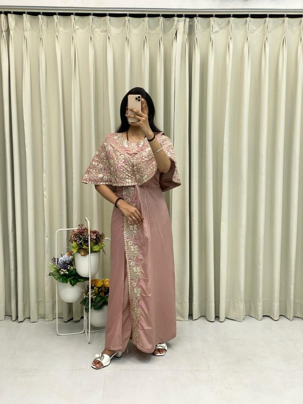 Nice Light Pink Color Crepe Silk Sequence Embroidery Foil Paper Work Salwar Suit