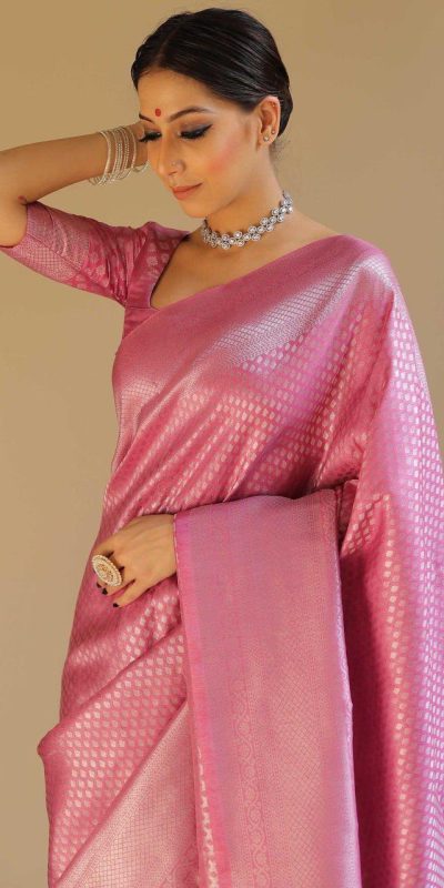 KP 6018 Light pink Color Soft Lichi Silk Jacquard Work On All Over Saree Casual, Wedding, Festive, Events . Expected Delivery 4-6 Working Days @1349/- only | Bollywood Sarees, Creative Sarees, Designer Sarees, Embroidered Sarees, Ethnic Saree, Modern Digital sarees, Party Wear Sarees, Sarees