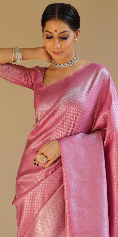 KP 6018 Light pink Color Soft Lichi Silk Jacquard Work On All Over Saree Casual, Wedding, Festive, Events . Expected Delivery 4-6 Working Days @1349/- only | Bollywood Sarees, Creative Sarees, Designer Sarees, Embroidered Sarees, Ethnic Saree, Modern Digital sarees, Party Wear Sarees, Sarees
