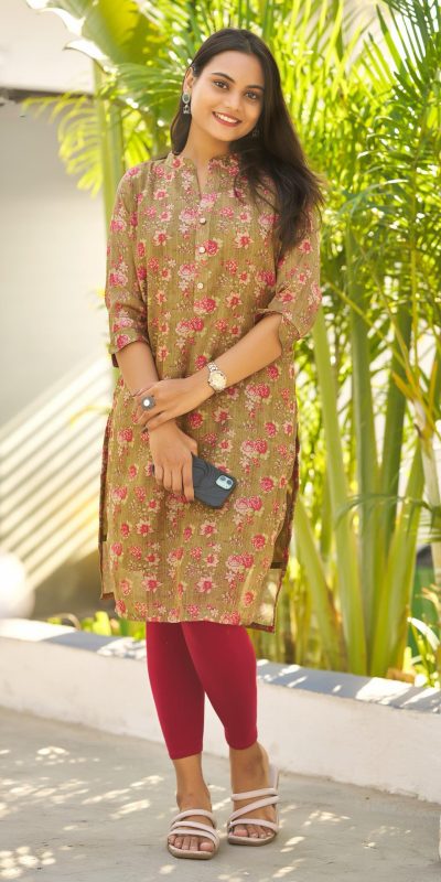 INLI Mehandi Pista Color Simmer Silk Office Wear Printed Kurti Casual, Wedding, Party, Festive, Events Etc. Expected Delivery 4-6 Working Days @1399/- | Bollywood Kurti, Creative Kurtis, Designer Kurti, Kurti, Party Wear Kurti, Selfie Kurti