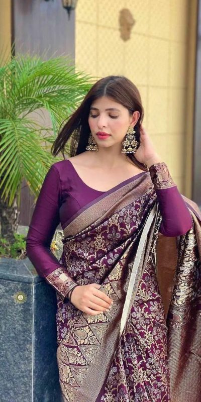 KP 3062 Wine Color Soft Lichi Silk Jacquard Work On All Over Saree Casual, Wedding, Festive, Events . Expected Delivery 4-6 Working Days @1499/- only | Bollywood Sarees, Creative Sarees, Designer Sarees, Embroidered Sarees, Ethnic Saree, Modern Digital sarees, Party Wear Sarees, Sarees