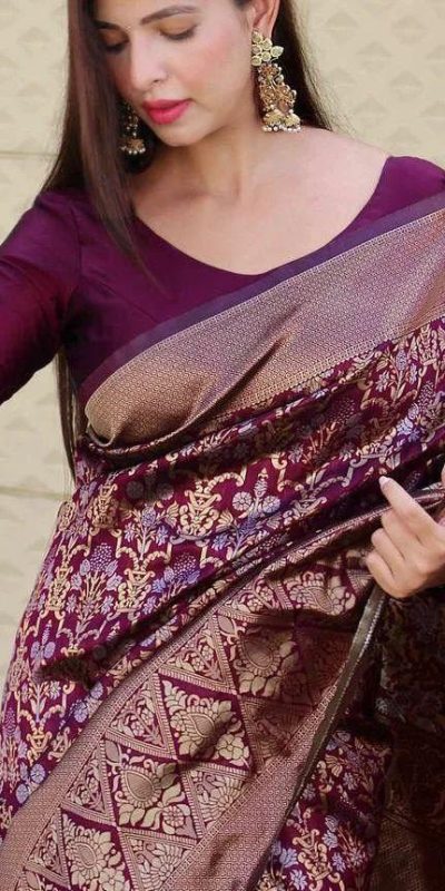  KP 3062 Wine Color Soft Lichi Silk Jacquard Work On All Over Saree Casual, Wedding, Festive, Events . Expected Delivery  4-6 Working Days @1499/- only                                                                                                                                             | Bollywood Sarees, Creative Sarees, Designer Sarees, Embroidered Sarees, Ethnic Saree, Modern Digital sarees, Party Wear Sarees, Sarees