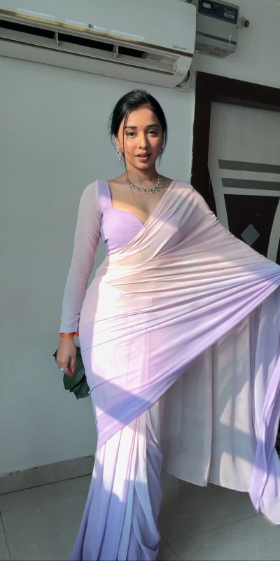 SC 224 Purple Pink Color Soft Georgette Silk Ready To Wear Saree Casual, Wedding, Festive, Events . Expected Delivery 4-6 Working Days @1549/- only | Bollywood Sarees, Creative Sarees, Designer Sarees, Embroidered Sarees, Ethnic Saree, Modern Digital sarees, Party Wear Sarees, Sarees