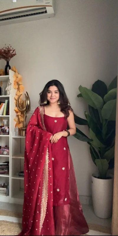 RTC 5854 Red Color Jimi Choo Thread with Sequence Salwar Suit Casual, Wedding, Festive, Events . Expected Delivery 4-6 Working Days @1899/- only | Jump Suits, Casual Suits, Creative suits, Designer Suits, Palazzo Suits, Party Wear Suits, Patiala Suits, Salwar suit, Straight Suits