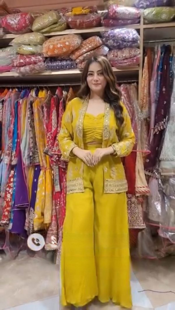 Attractive Yellow Color Georgette Sequence Work Salwar Suit