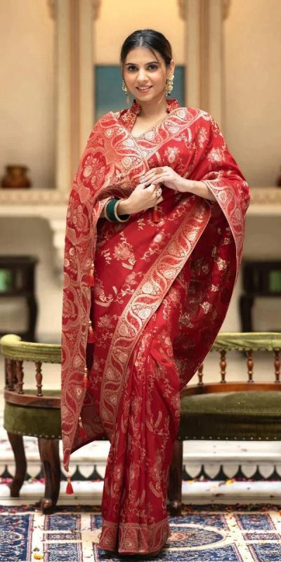 MB 494 Red Color Soft Litchi Silk All Over Weaving Saree Casual, Wedding, Festive, Events . Expected Delivery 4-6 Working Days @1199/- only | Bollywood Sarees, Creative Sarees, Designer Sarees, Embroidered Sarees, Ethnic Saree, Modern Digital sarees, Party Wear Sarees, Sarees