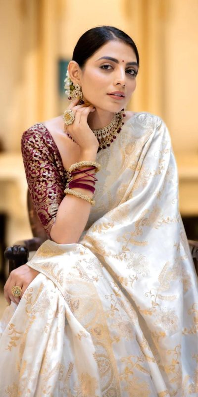 MB 494 White Color Soft Litchi Silk All Over Weaving Saree Casual, Wedding, Festive, Events . Expected Delivery 4-6 Working Days @1199/- only | Bollywood Sarees, Creative Sarees, Designer Sarees, Embroidered Sarees, Ethnic Saree, Modern Digital sarees, Party Wear Sarees, Sarees